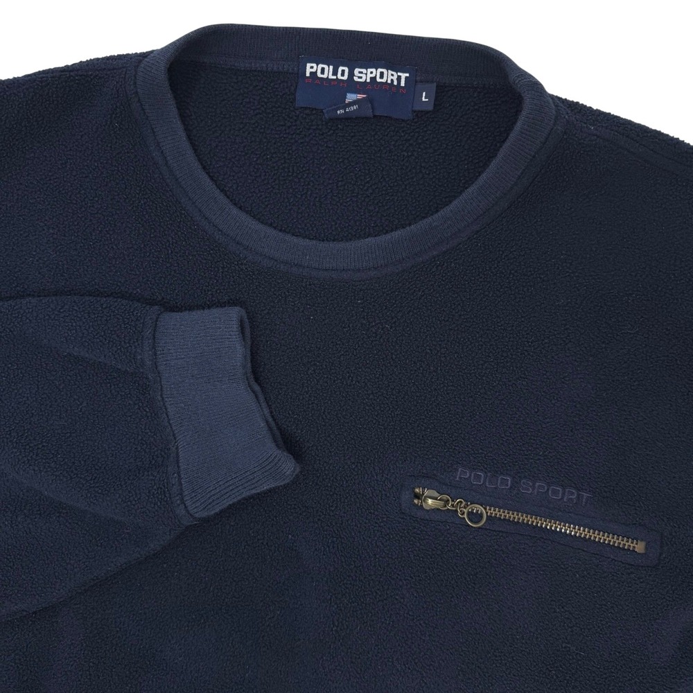 Polo Sport Ralph Lauren Navy Fleece Pullover Sweatshirt Made in USA Womens Large